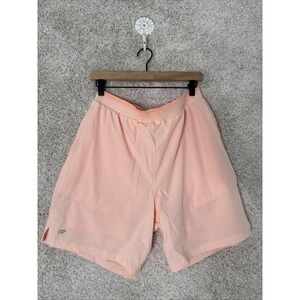 Fabletics The 7" Fundamental Short Neon Orange Gym Athletic Pockets Lined L‎